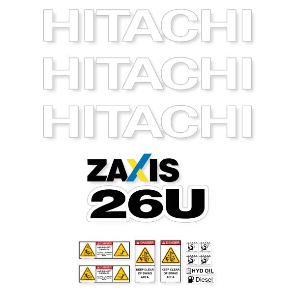 Hitachi ZX26U-5 Decal Kit - Mini Excavator