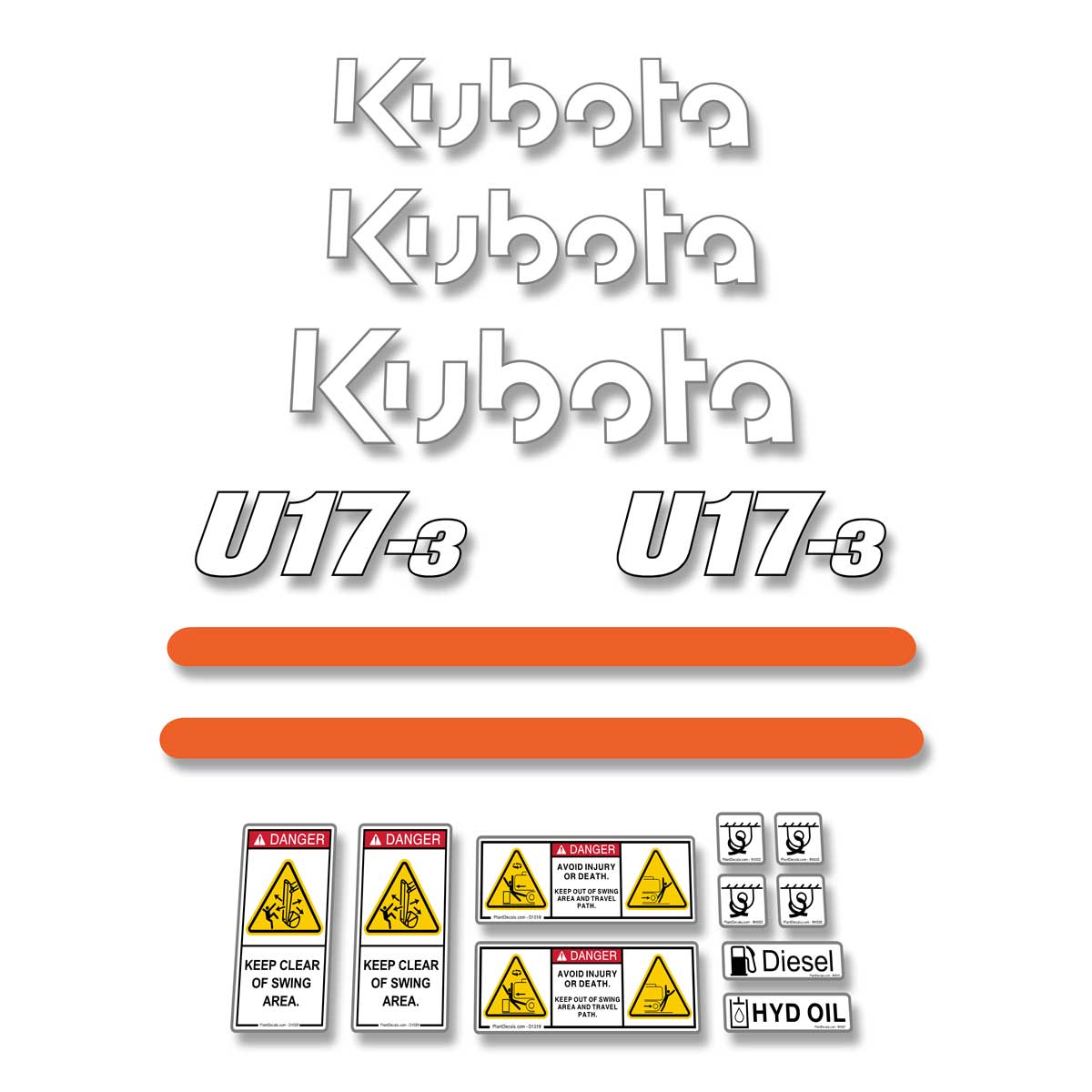 Kubota U17-3 Decal Kit - Euro Style