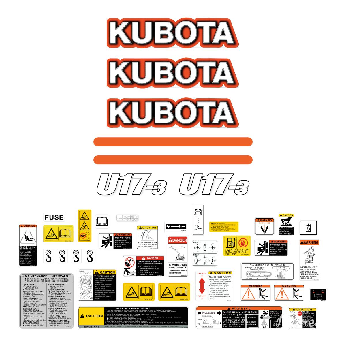Kubota U17-3 Decal Kit