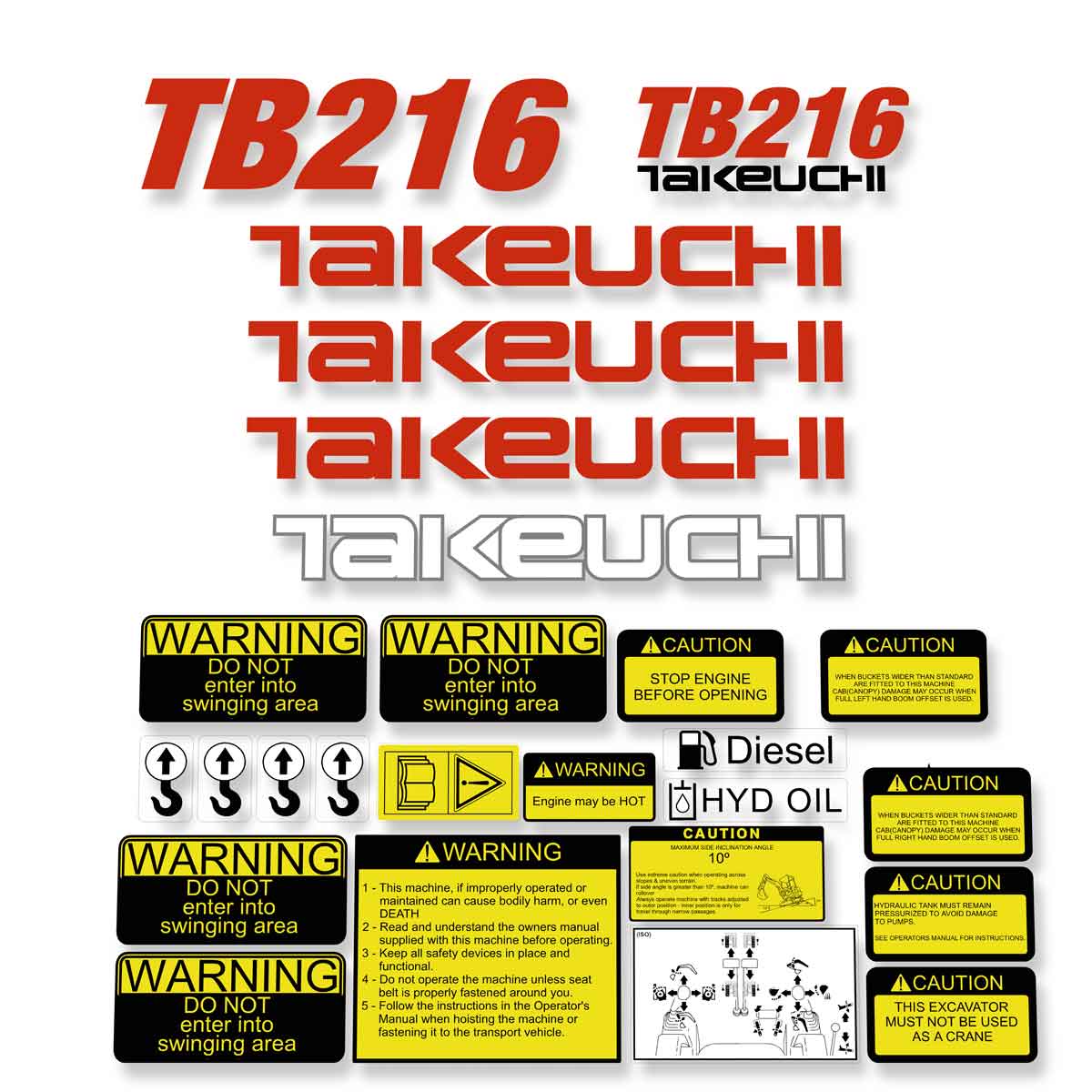 Takeuchi TB216 Decals