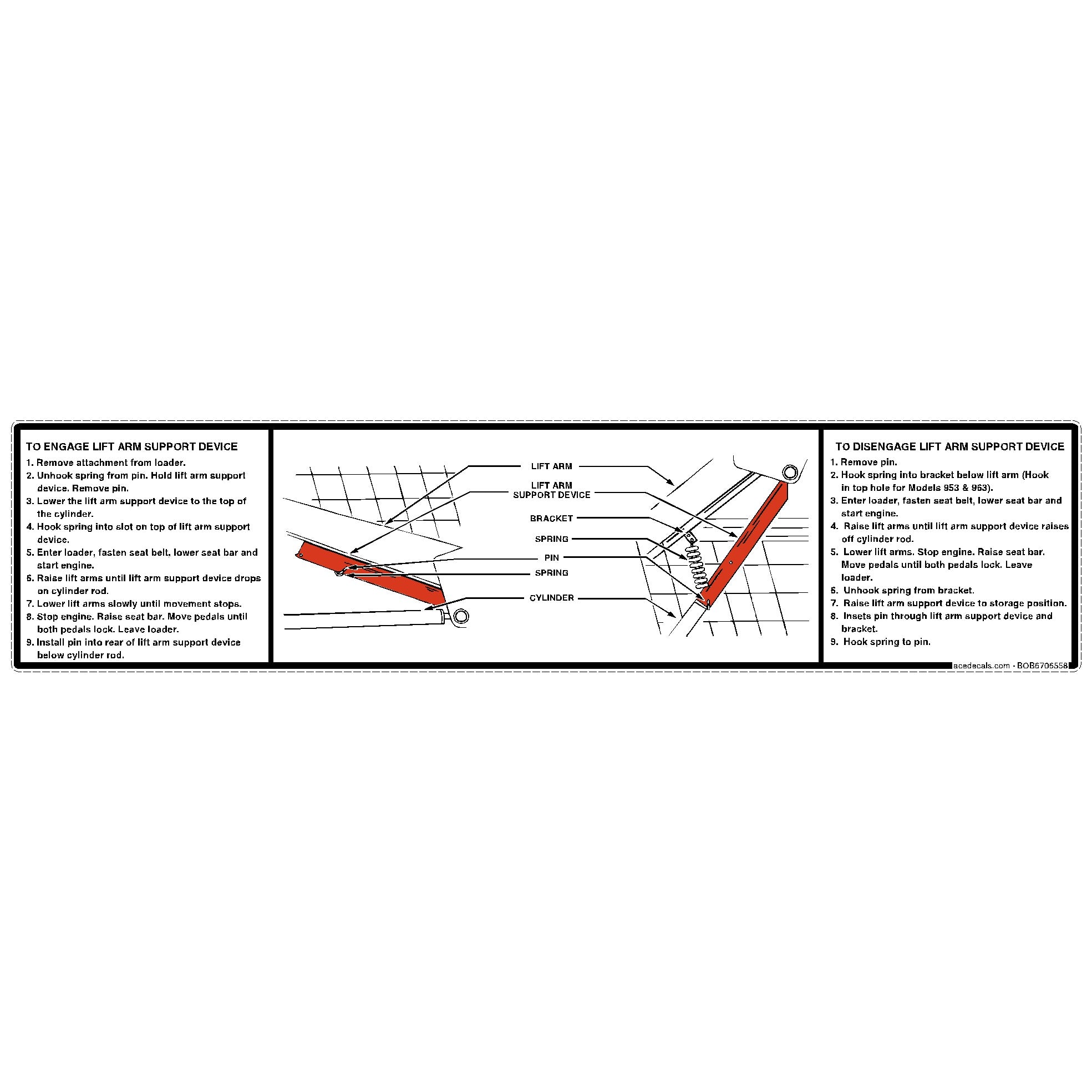 Lift Support Device Operation Bobcat Decal 6706558