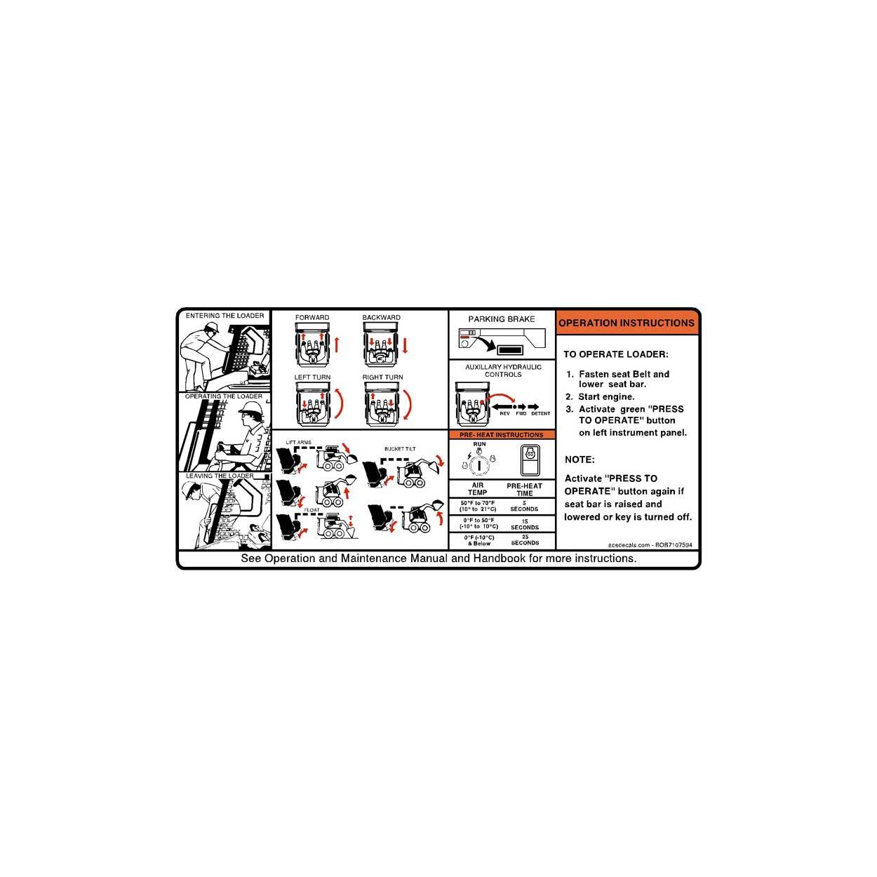 SKID STEER CONTROLS DECAL 7107594