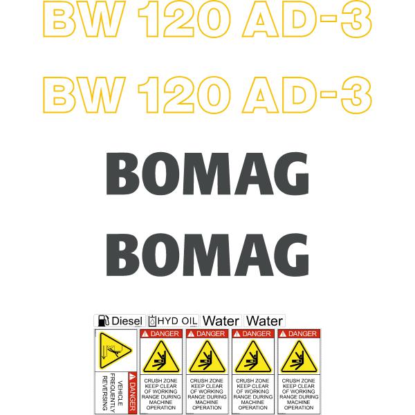 Bomag 120AD-3 Decal Kit