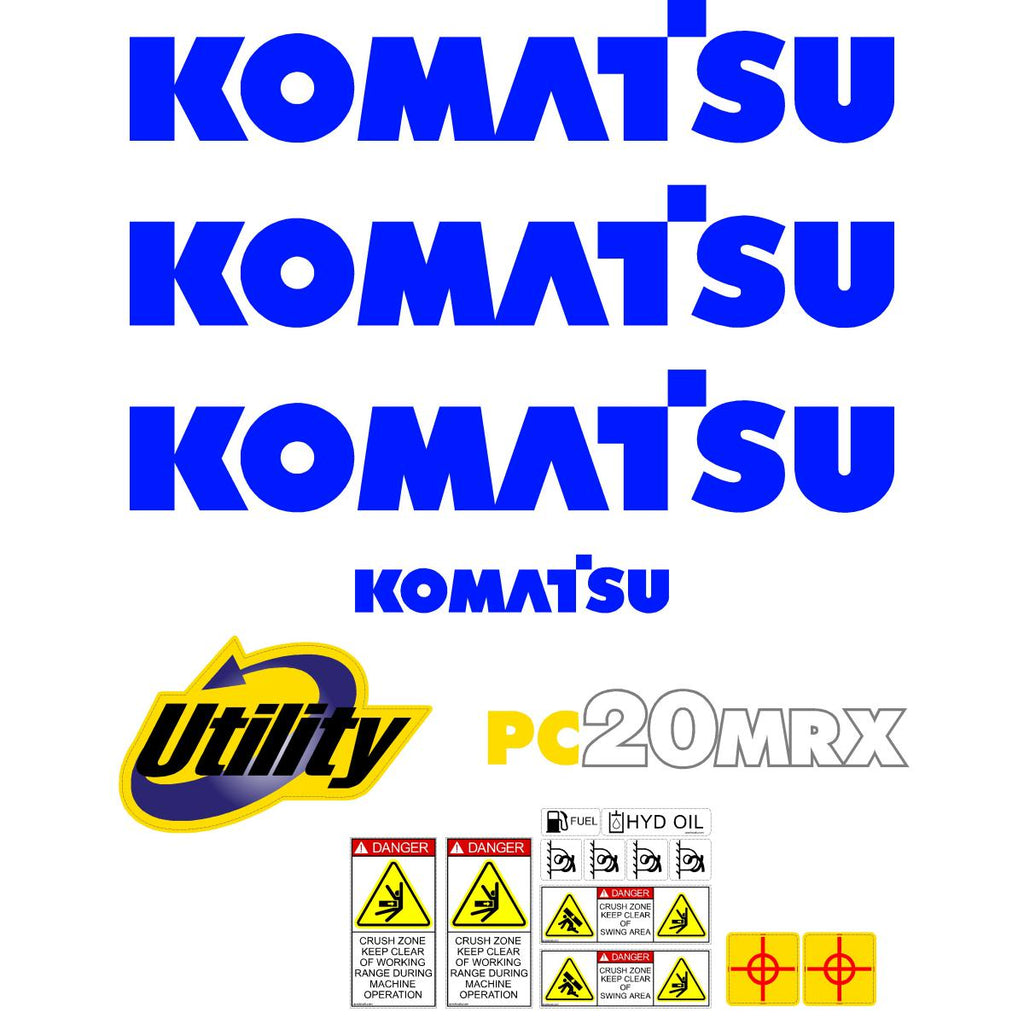Komatsu PC40MR-2 Decal Sticker Kit – Reproduction Graphics For Mini Excavator