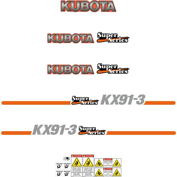Kubota KX91-3 Super Series Decal Kit