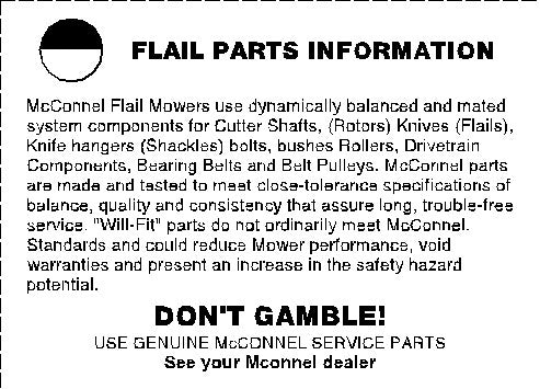 McConnel Flail Parts Information Decal