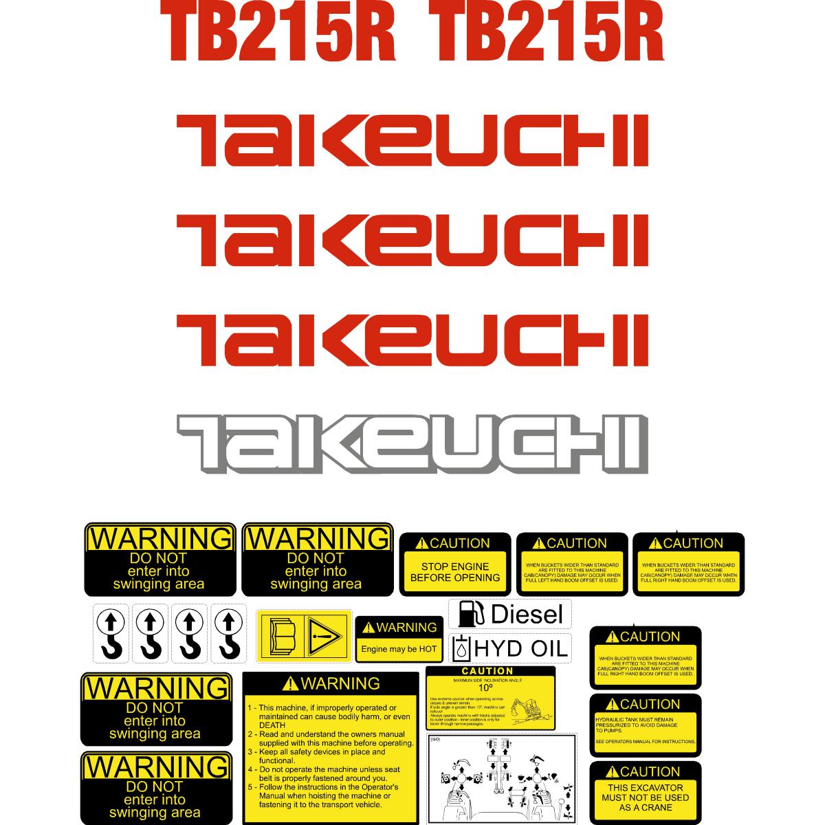 Takeuchi TB215R Decal Kit