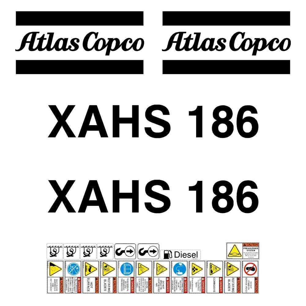 Atlas Copco XAHS186 Compressor Decal Sticker Set