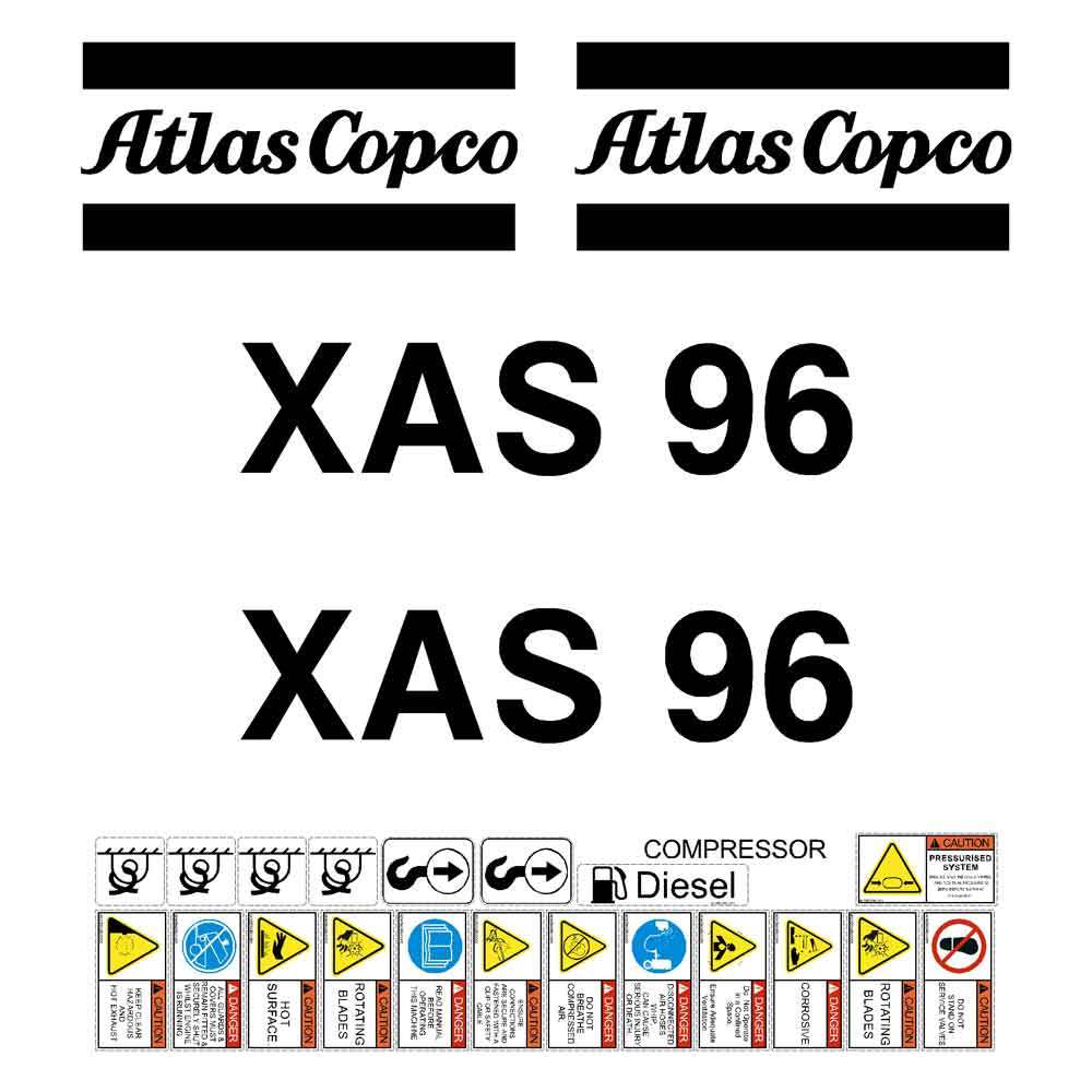 Atlas Copco XAS96 Compressor Decal Sticker Set