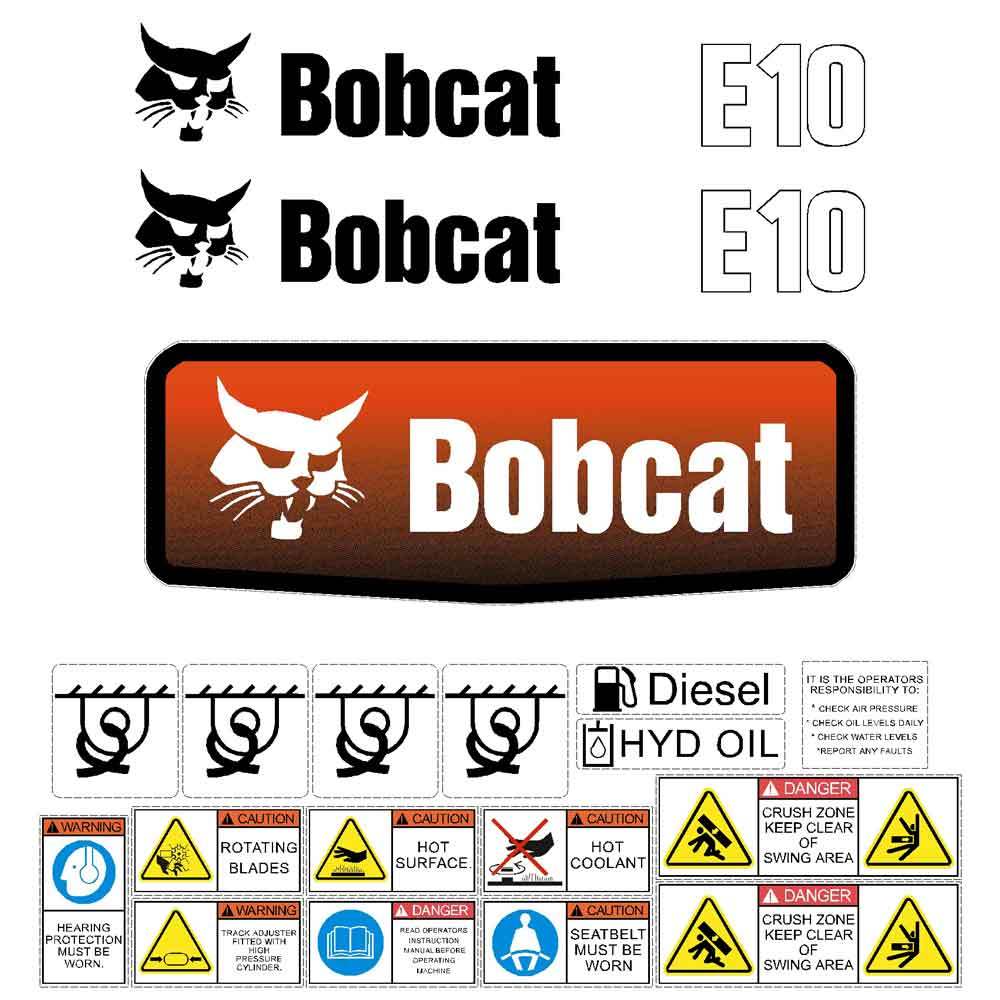 Bobcat E10 Decals Stickers