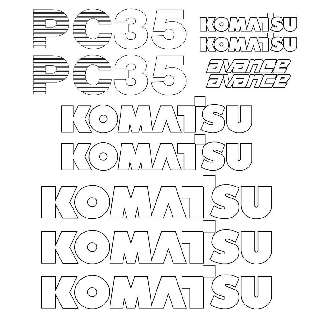 Jeu D'autocollants Décalques Pour Pelle Komatsu PC95R - Neuf Sous Emballage
