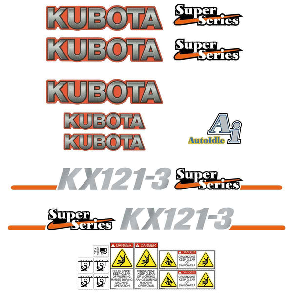 Kubota KX121-3 SS Decals Stickers Set