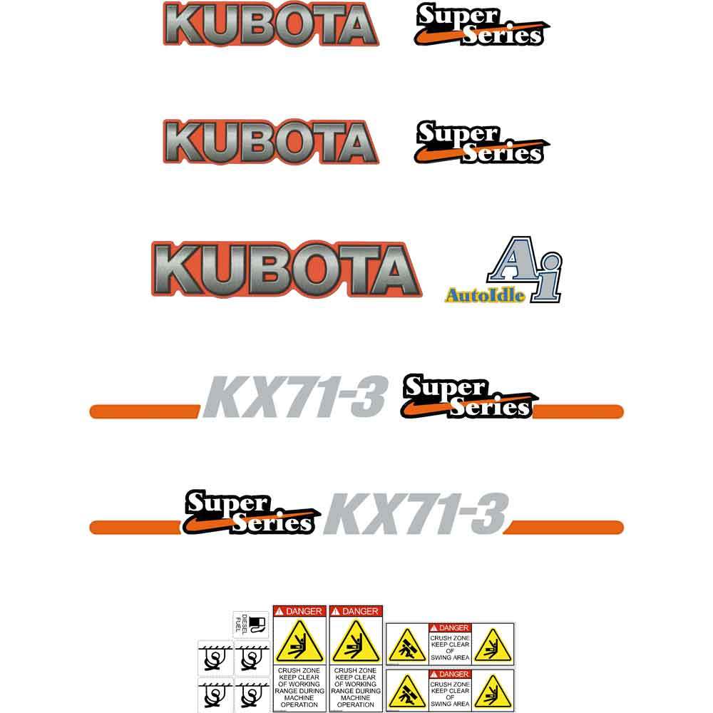 Kubota KX71-3 Super Series Decals