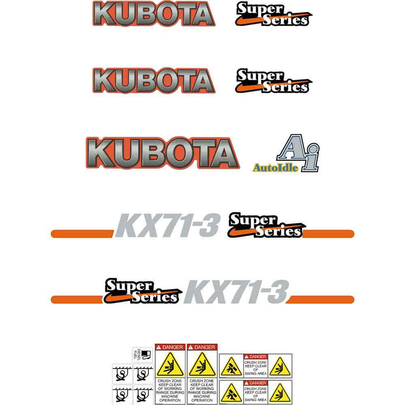 Kubota KX71-3 Super Series Decals 
