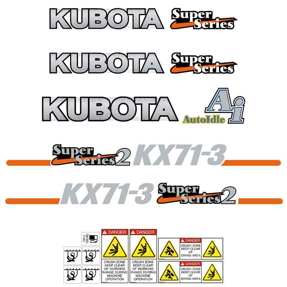 Kubota KX71-3 Decals Stickers