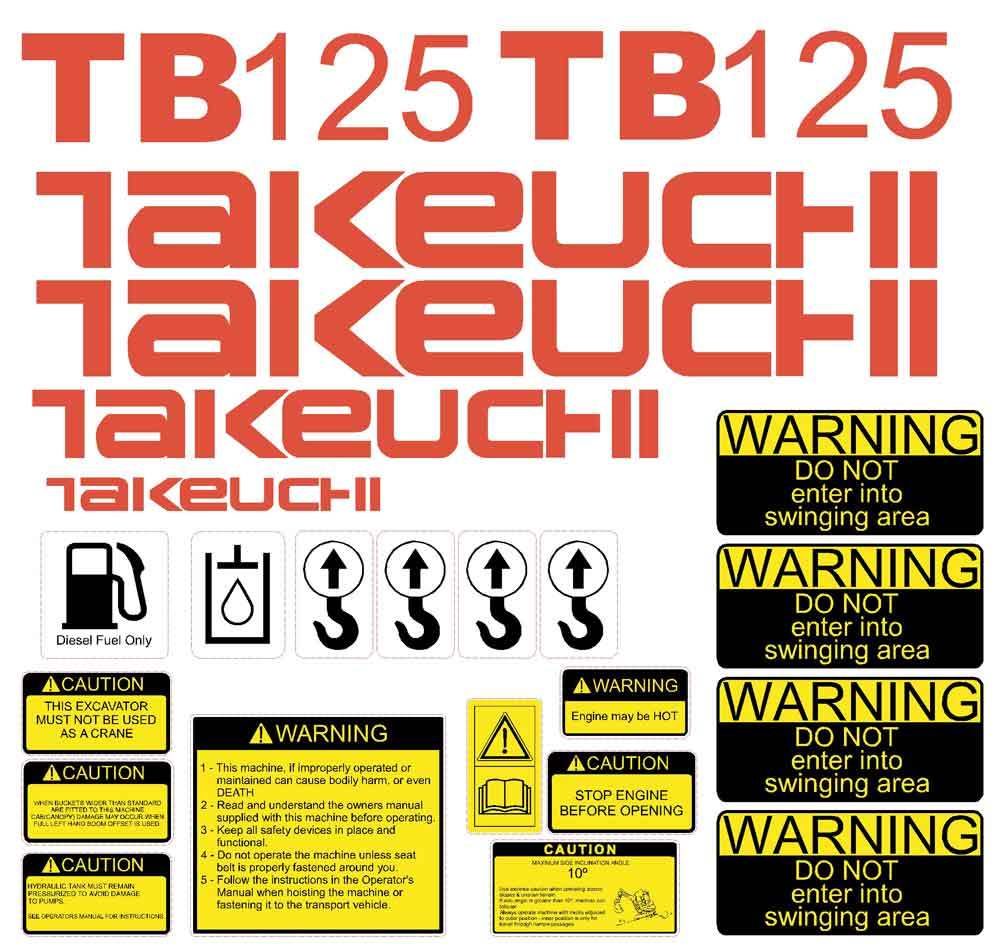Takeuchi TB125 Decal Sticker Kit