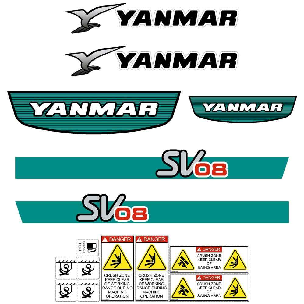 Yanmar SV08 Decals Stickers