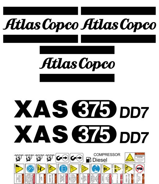 Atlas Copco XAS375 DD7 Decal Kit - Compressor