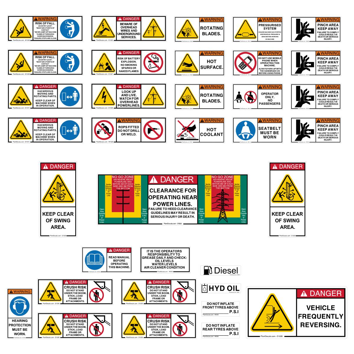 Backhoe Loader Safety Decal Kit