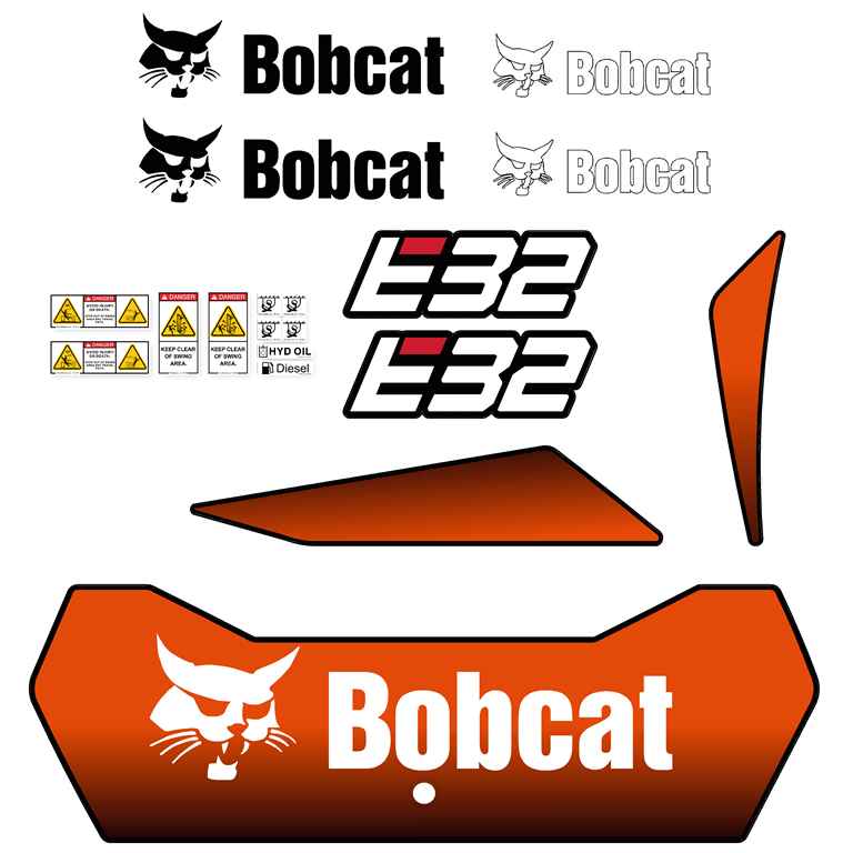 Bobcat E32 Decal Kit New Style -Mini Excavator