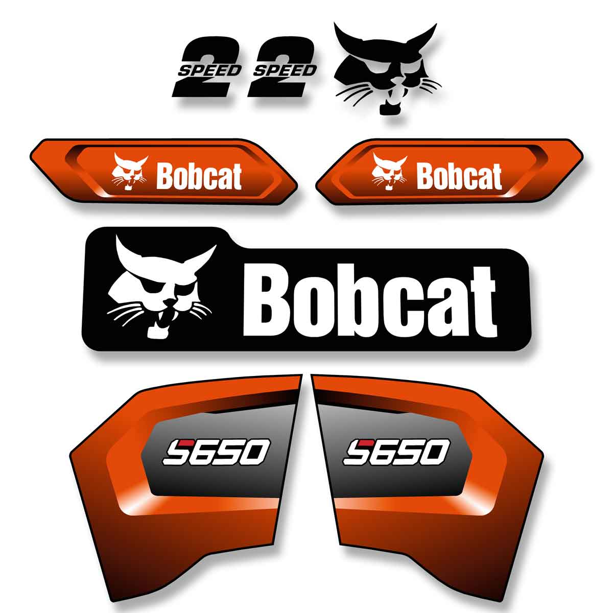 Bobcat Logo Skid Steer Vinyl Decal Sticker - 14" Wide, White (Set Of 2)