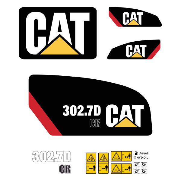 CAT 302.7D CR Decal Kit - Mini Excavator