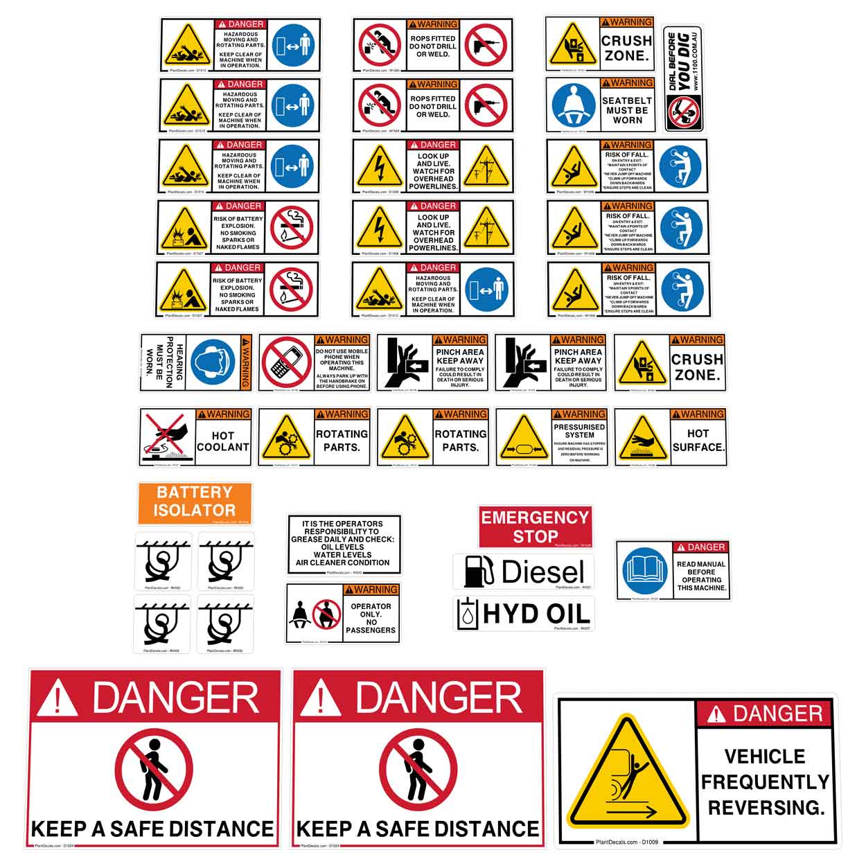 Dozer Safety Decals Stickers Kit