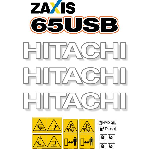 Hitachi ZX65USB-5 Decal Kit - Excavator