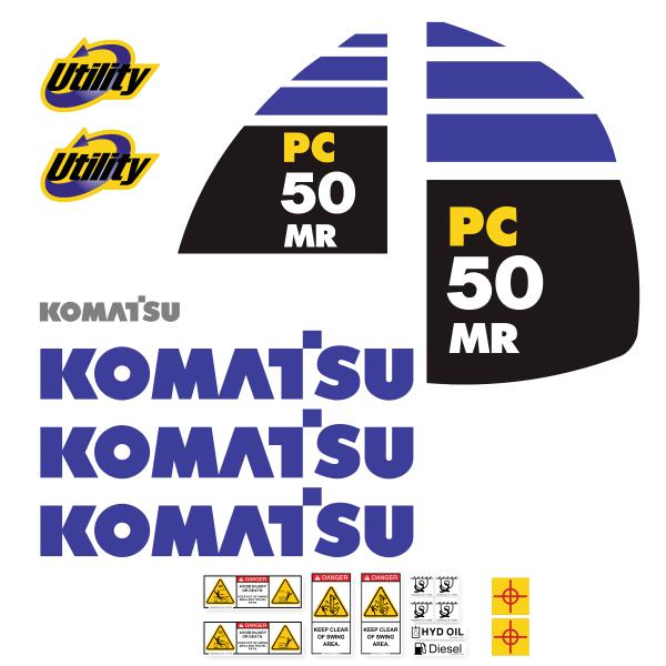 Komatsu PC50MR-3 Decal Kit - Mini Excavator