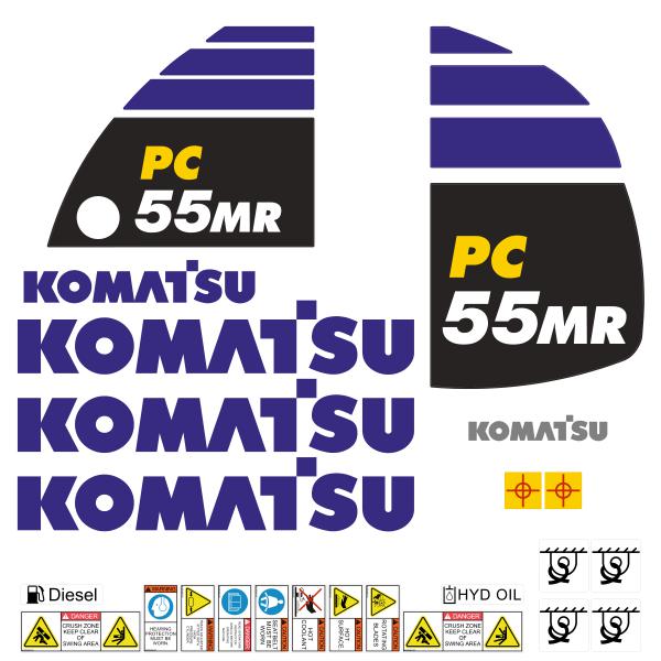 Komatsu PC55MR-5 Decal Kit - Mini Excavator
