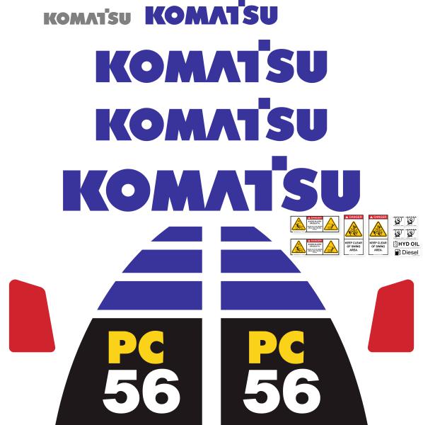 Komatsu PC56-7 Decal Kit - Mini Excavator