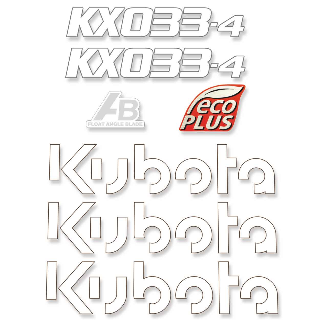 Kubota KX033-4 Decals - Later Style