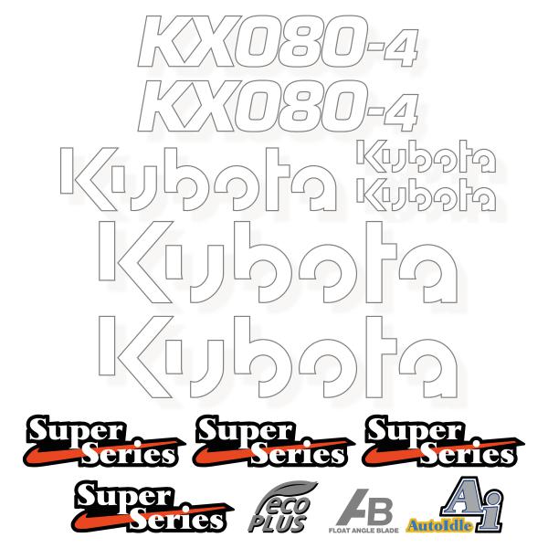 Kubota KX080-4 Euro Style Decal Kit - Mini Excavator