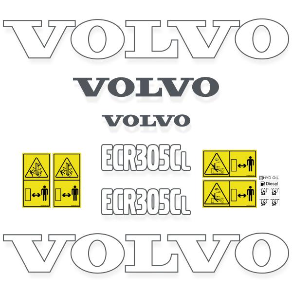 Volvo ECR305 CL Decal Kit - Excavator