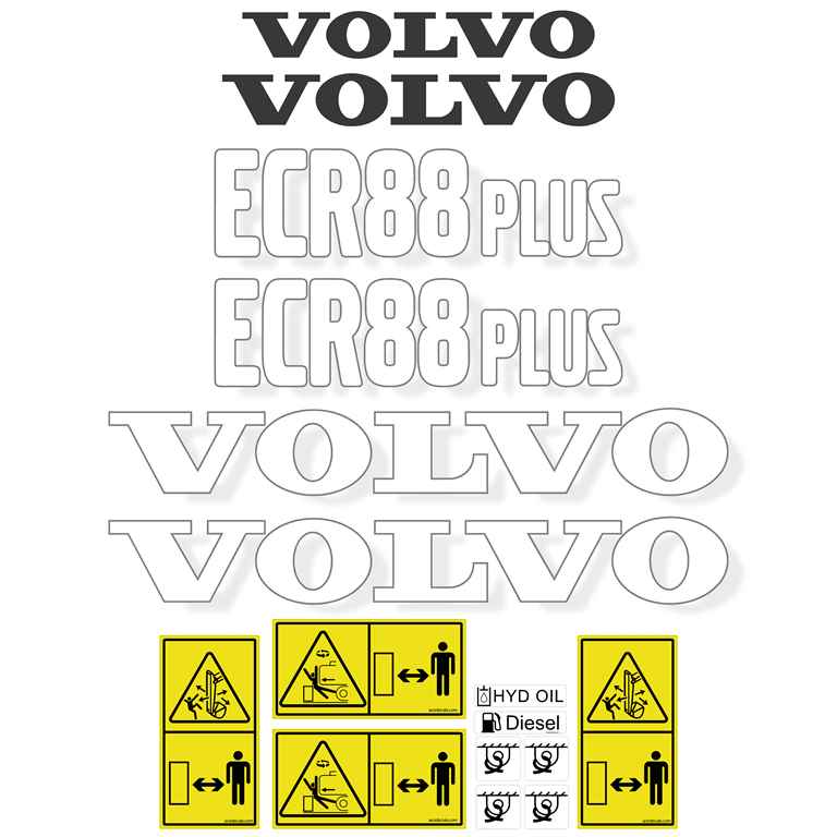 Volvo ECR88 Plus Decal Kit - Excavator