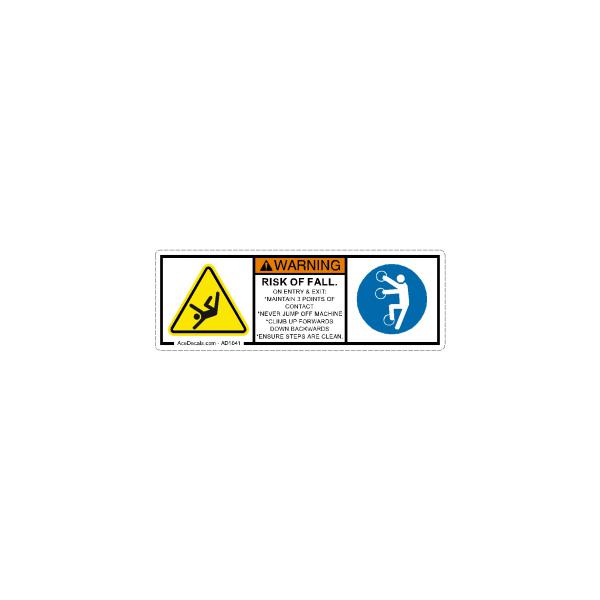 Warning Risk of Fall, 3 Points of Contact Decal