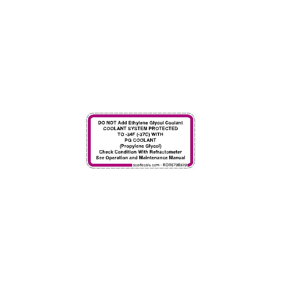 Coolant Type Bobcat Decal 6708929