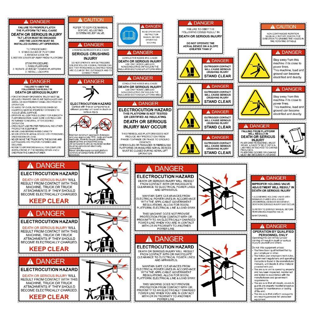 Bucket Truck - Truck Mounted Aerial Platform Safety Decals