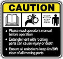 Caution Read Operators Manual Decal