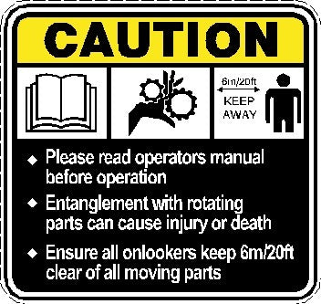 Caution Read Operators Manual Decal