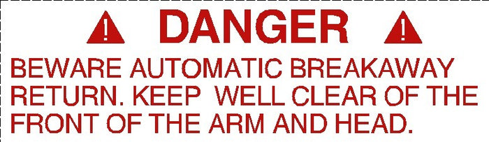 Breakaway Signage Beware Automatic Breakaway Decal
