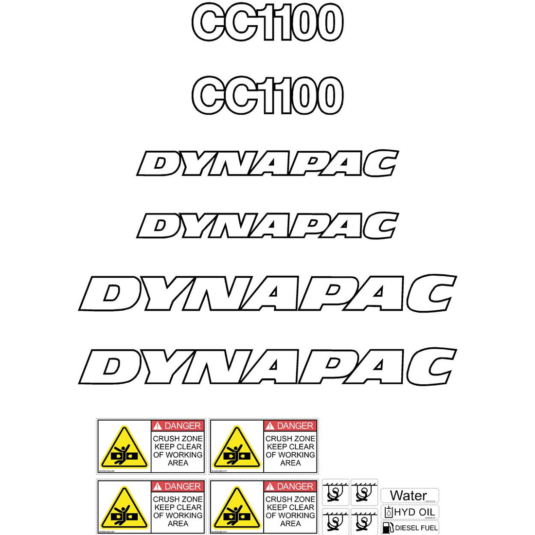 Dynapac CC1100 Roller Decals Set / Stickers Kit