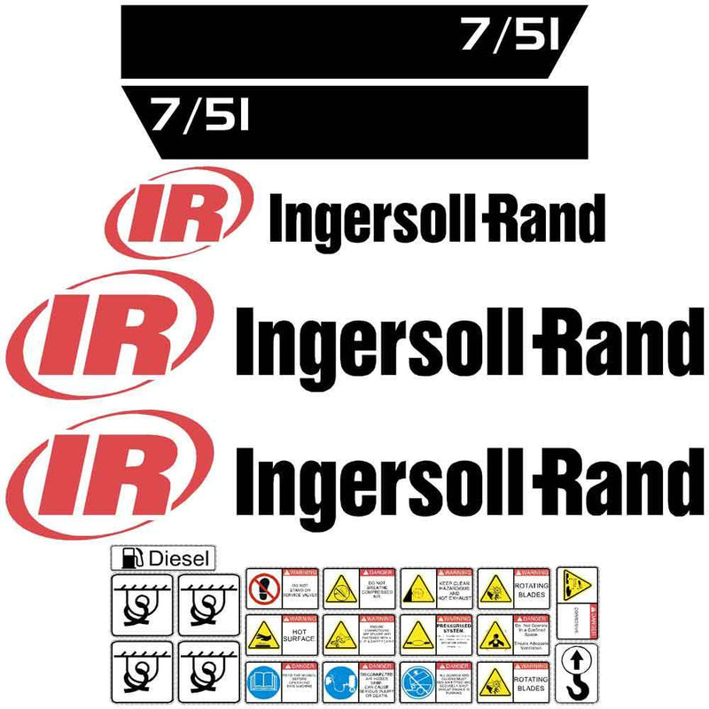 Ingersoll Rand IR 7/51 Compressor Decals Stickers