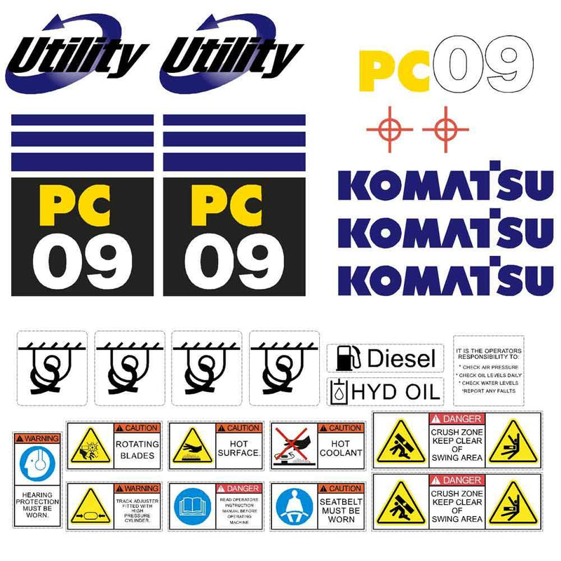 Komatsu PC09 Decal Sticker Set