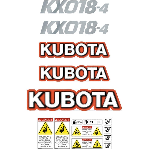 Kubota KX018-4 Decals
