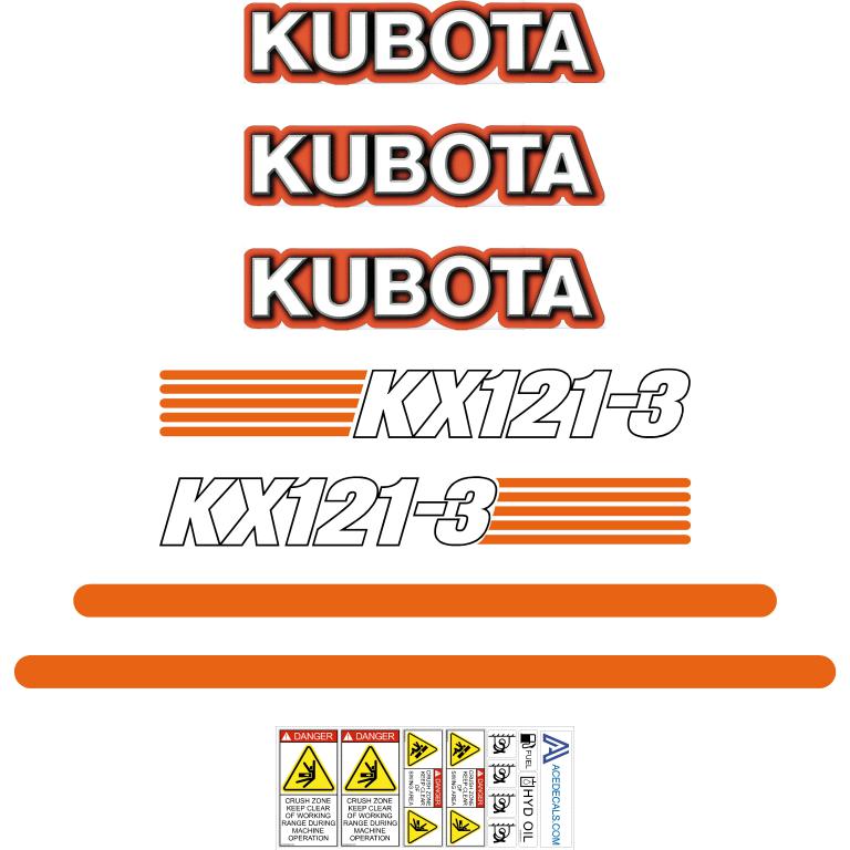 Kubota KX121-3 Decals Stickers Set