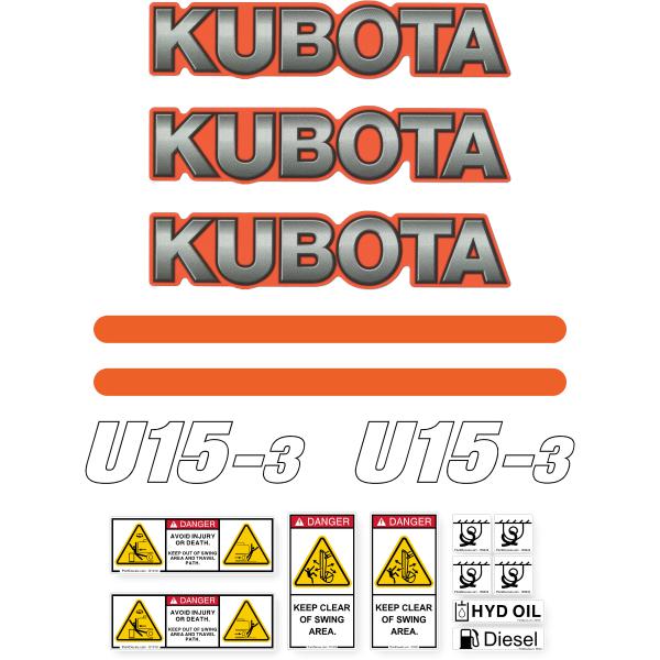 Kubota U15-3 Decal Kit