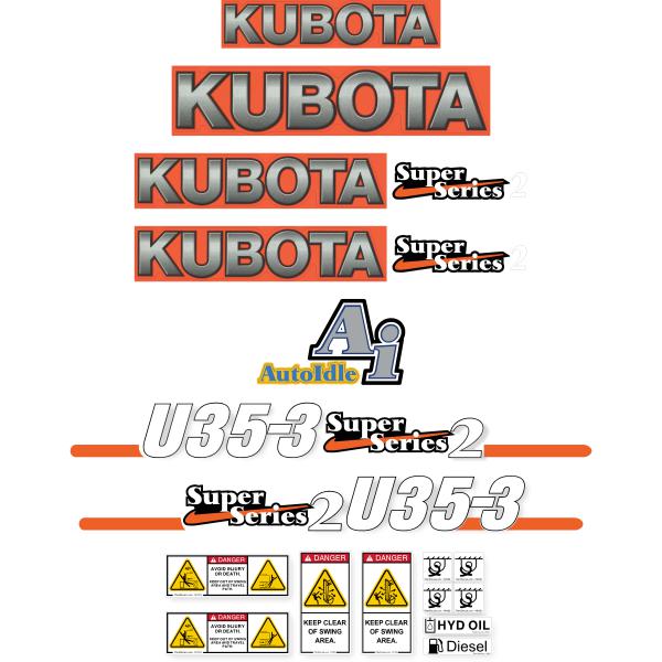 Kubota U35-3 Super Series 2 Decals