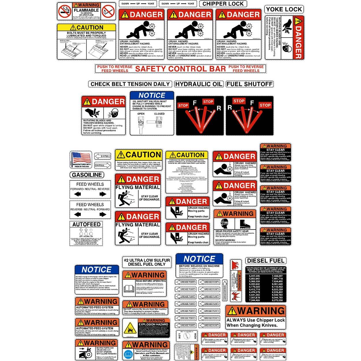 Morbark Wood Chipper Safety Decals 