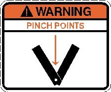 Warning Pinch Points Decal 